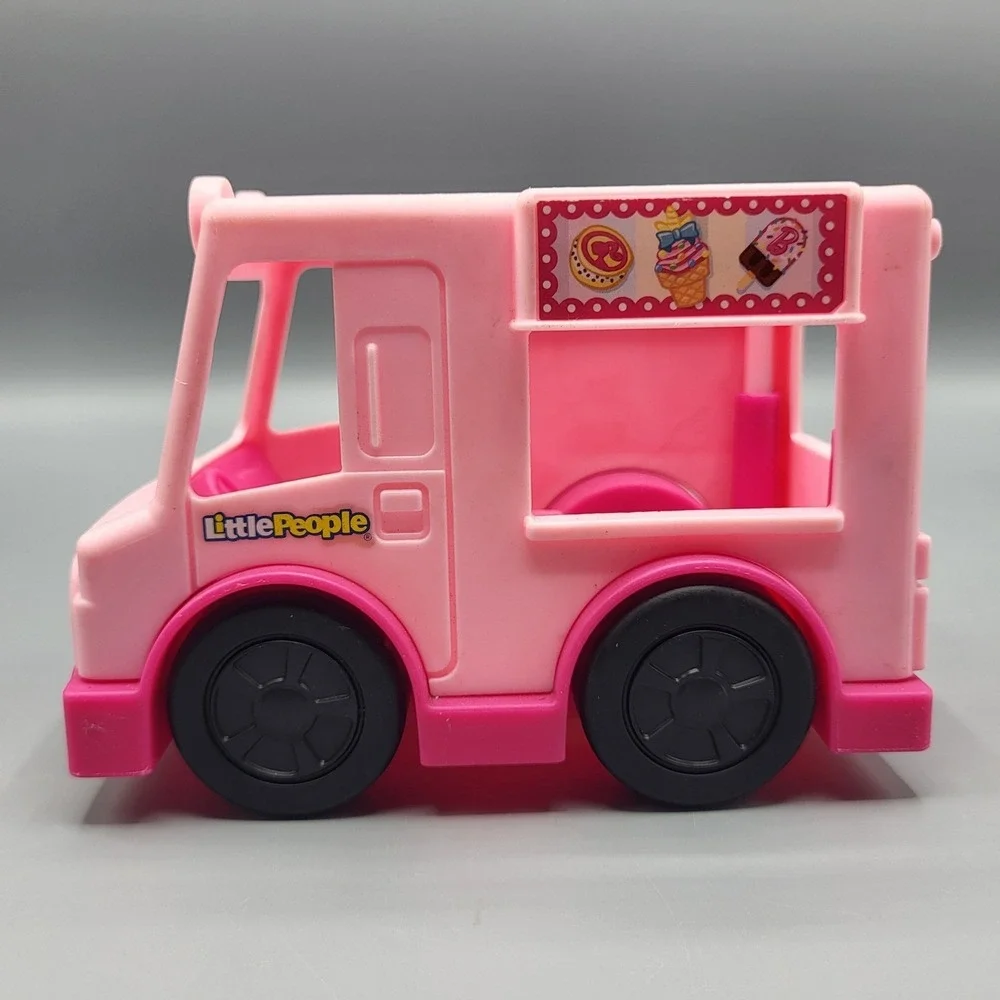 Fisher-Price Little People Barbie Ice Cream Truck Toy Pink Delivery Vehicle